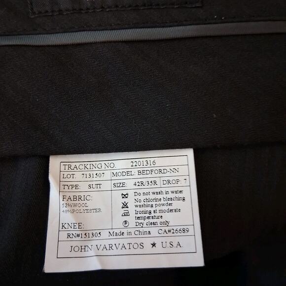 John Varvatos Men’s Suit Trousers Wool Polyester Checkered 42 R/35R - Picture 8 of 8